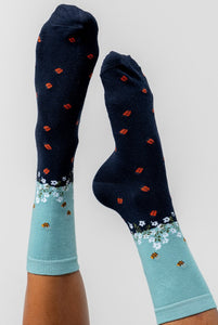 Lily & Me - Hedgerow Bamboo Socks Ocean