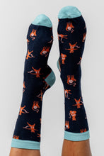 Load image into Gallery viewer, Lily &amp; Me - Yoga Cats Bamboo Socks Navy
