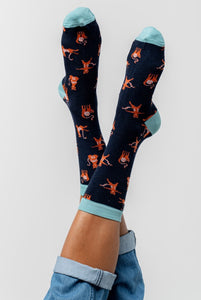 Lily & Me - Yoga Cats Bamboo Socks Navy