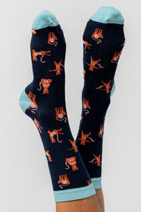 Lily & Me - Yoga Cats Bamboo Socks Navy