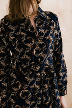 Load image into Gallery viewer, Lily &amp; Me - Trailing Leaves Anya Midi Dress in Navy
