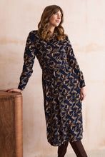 Load image into Gallery viewer, Lily &amp; Me - Trailing Leaves Anya Midi Dress in Navy
