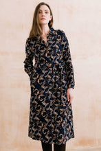 Load image into Gallery viewer, Lily &amp; Me - Trailing Leaves Anya Midi Dress in Navy
