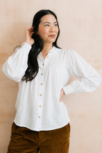 Load image into Gallery viewer, Lily &amp; Me - Plain Check Flora Blouse in White
