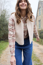 Load image into Gallery viewer, Lily &amp; Me - Multicolour Check Sage Frill Blouse in Multi Blush
