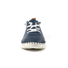 Load image into Gallery viewer, Lunar - St Austell Leather Plimsoll in Navy Blue
