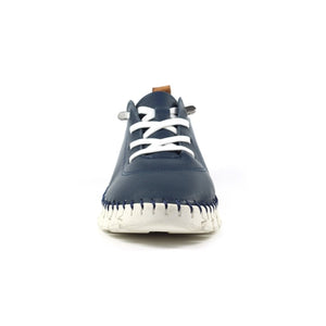 Lunar - St Austell Leather Plimsoll in Navy Blue