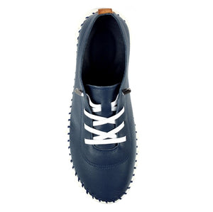 Lunar - St Austell Leather Plimsoll in Navy Blue