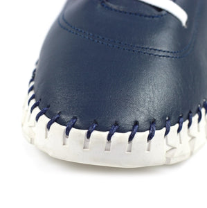 Lunar - St Austell Leather Plimsoll in Navy Blue