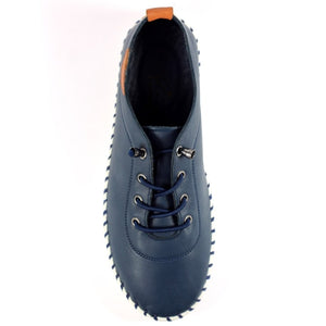 Lunar - St Ives Leather Plimsoll in Navy Blue