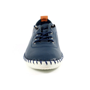 Lunar - St Ives Leather Plimsoll in Navy Blue