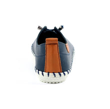 Load image into Gallery viewer, Lunar - St Ives Leather Plimsoll in Navy Blue
