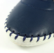 Load image into Gallery viewer, Lunar - St Ives Leather Plimsoll in Navy Blue
