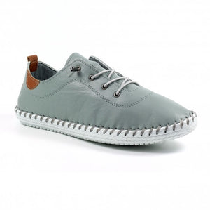 Lunar - St Ives Leather Plimsoll in Grey