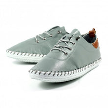 Load image into Gallery viewer, Lunar - St Ives Leather Plimsoll in Grey
