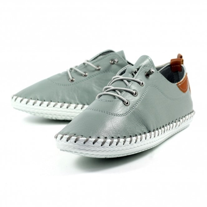 Lunar - St Ives Leather Plimsoll in Grey