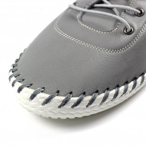 Lunar - St Ives Leather Plimsoll in Grey