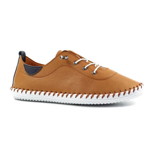 Lunar - St Ives Leather Plimsoll in Tan