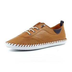 Lunar - St Ives Leather Plimsoll in Tan