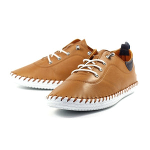 Lunar - St Ives Leather Plimsoll in Tan