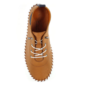 Lunar - St Ives Leather Plimsoll in Tan