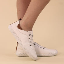 Load image into Gallery viewer, Lunar - St Ives Leather Plimsoll in White
