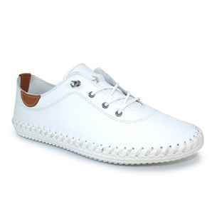 Lunar - St Ives Leather Plimsoll in White