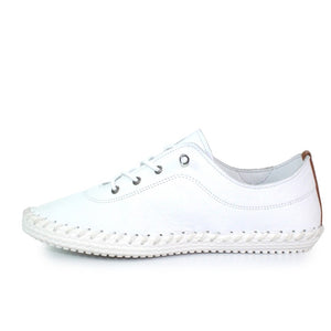 Lunar - St Ives Leather Plimsoll in White