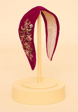 Load image into Gallery viewer, Powder - Embellished Velvet Headband - Golden Wildflowers Fuchsia
