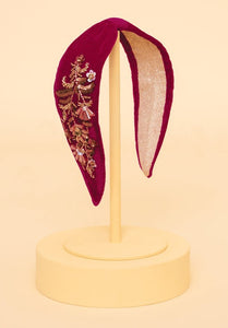 Powder - Embellished Velvet Headband - Golden Wildflowers Fuchsia