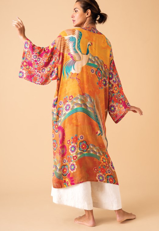 Powder - Kimono Gown Golden Cranes