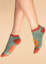 Load image into Gallery viewer, Powder - Trainer Socks - Gingerbread Man Aqua
