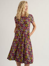 Load image into Gallery viewer, Sea Salt - April Short Sleeve Dress in Painted Asters Maritime
