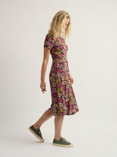 Load image into Gallery viewer, Sea Salt - April Short Sleeve Dress in Painted Asters Maritime
