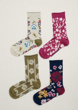 Load image into Gallery viewer, Sea Salt - Womens Sailor Socks Box of 4 in Floral Fair Rose Mix
