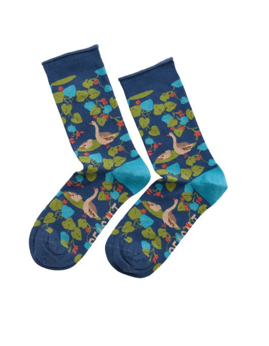 Sea Salt - Womens Bamboo Arty Socks - Leafy Shade Squall