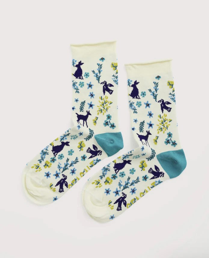 Sea Salt - Womens Bamboo Arty Socks - Sagebrush Chalk