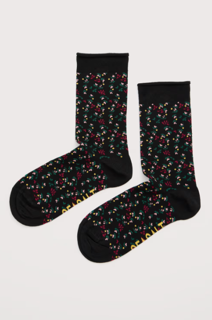 Sea Salt - Bamboo Arty Socks in Winter Blossom Onyx