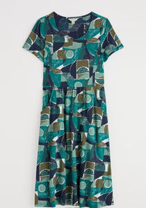 Sea Salt - Enor Dress in Penwith Abstract Emulsion