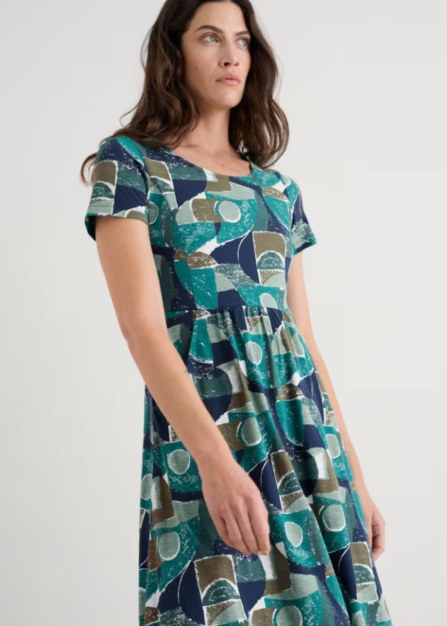 Sea Salt - Enor Dress in Penwith Abstract Emulsion