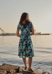 Sea Salt - Enor Dress in Penwith Abstract Emulsion