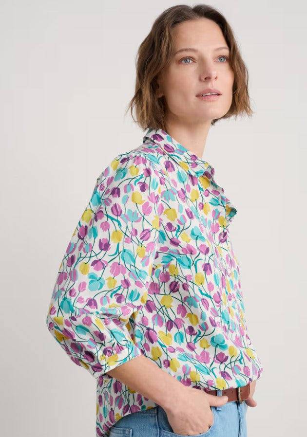 Sea Salt - Hope Cottage Blouse in Spring Tulips Chalk