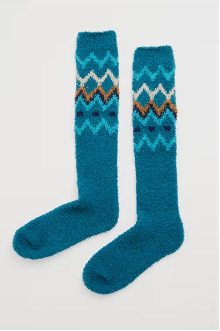 Sea Salt - Fluffies Socks Long in Medlar Dark Eden