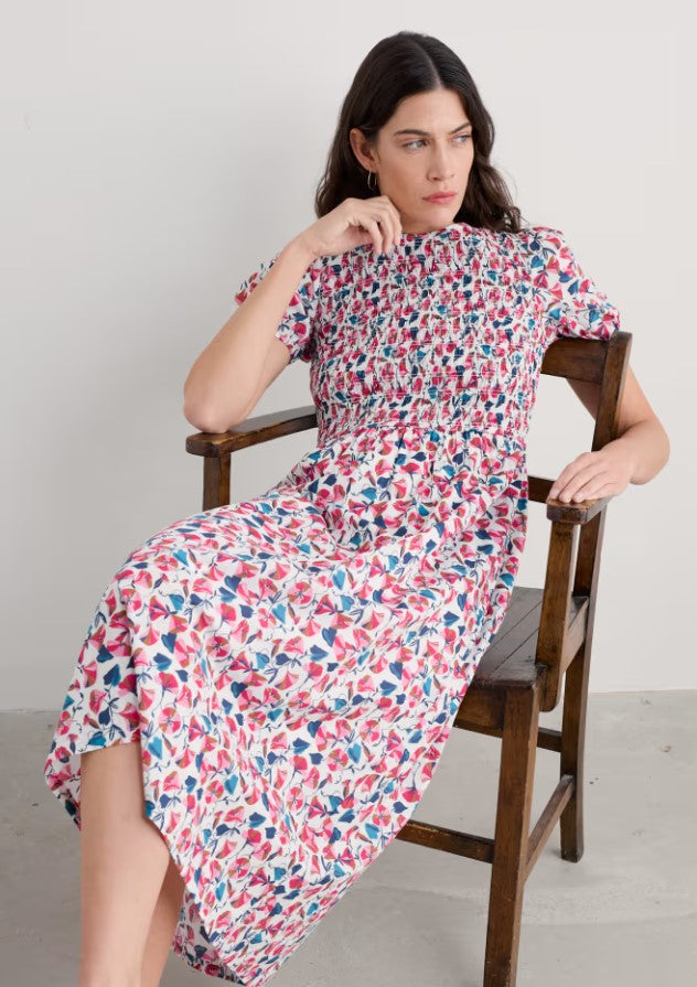 Sea Salt - Meadowsweet Dress in Parasol Floral Chalk