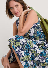 Load image into Gallery viewer, Sea Salt - Polmanter Dress in Linear Leaves Maritime
