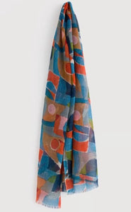 Sea Salt - Pretty Printed Scarf in Penwith Abstract Squall