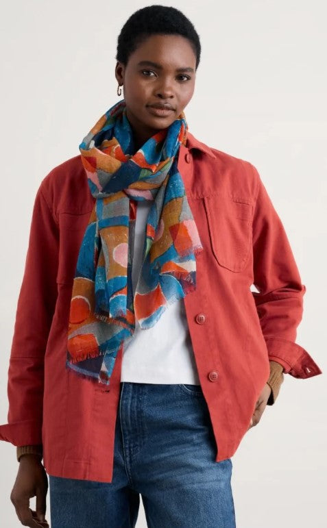 Sea Salt - Pretty Printed Scarf in Penwith Abstract Squall