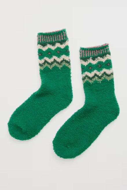 Sea Salt - Fluffies Sock Short in Gladdy Glade