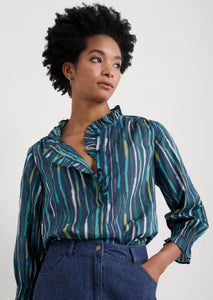 Sea Salt - Twining Top in Painterly Stripe Maritime