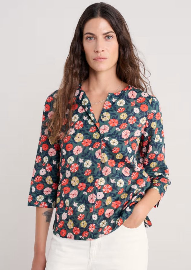 Sea Salt - Watercolour Sketch Top in Winding Petunias Grove
